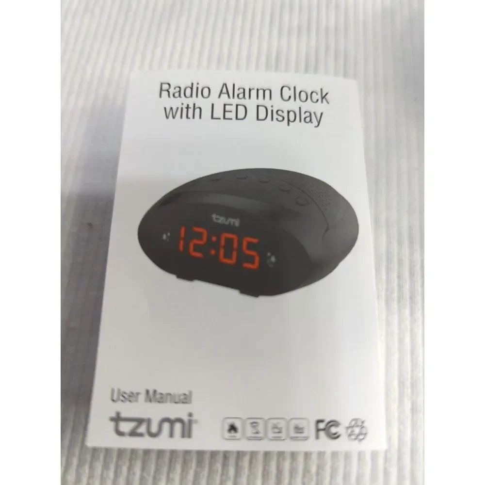Tzumi AM/FM Radio Alarm Clock Black‎ LED Digital Display 6696DG AC Powered